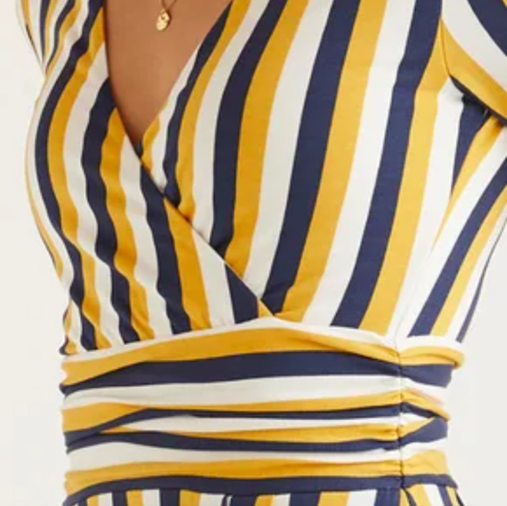 Boden Fit and Flare Stripe Dress w/pockets size 8